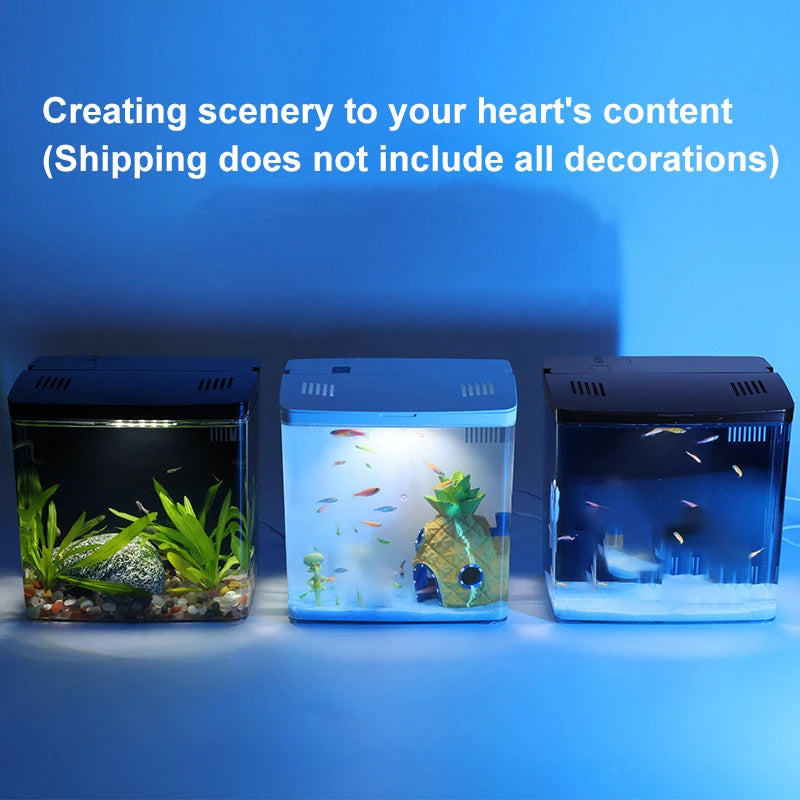 Fish Tank Living Room Small Mini Douyu Tank Household Tabletop Ecological Tank with Self-Circulating Back Filter for Goldfish