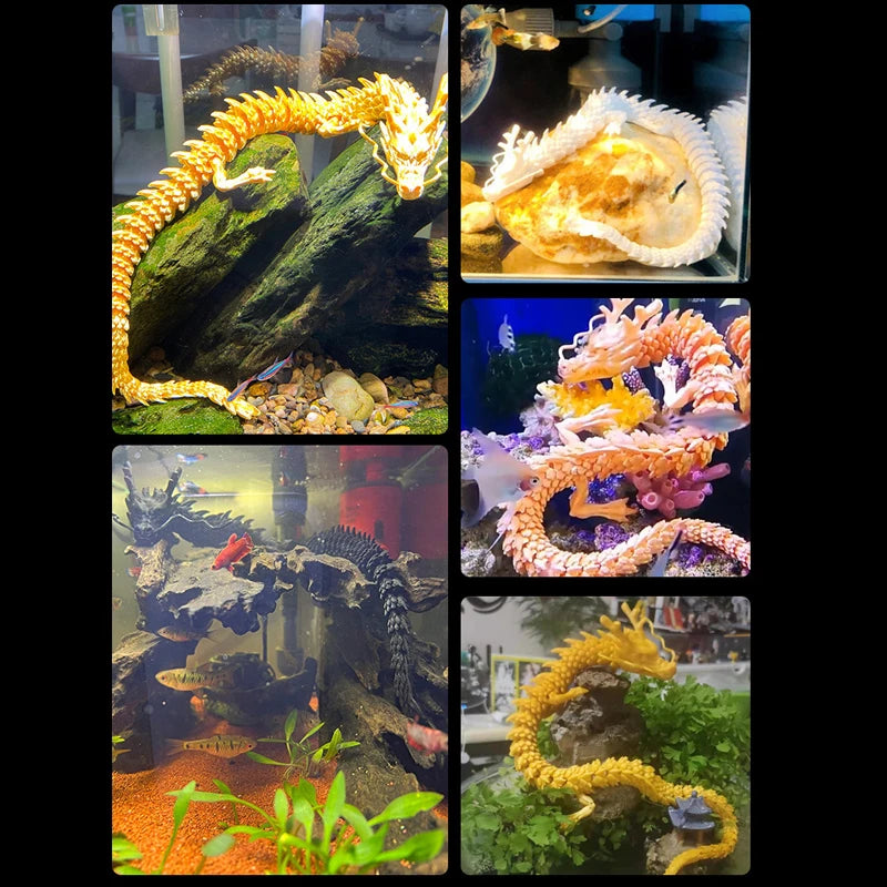 3D Printed Laser Holographic Chinese Dragon Unique Aquarium Decoration and Collectible