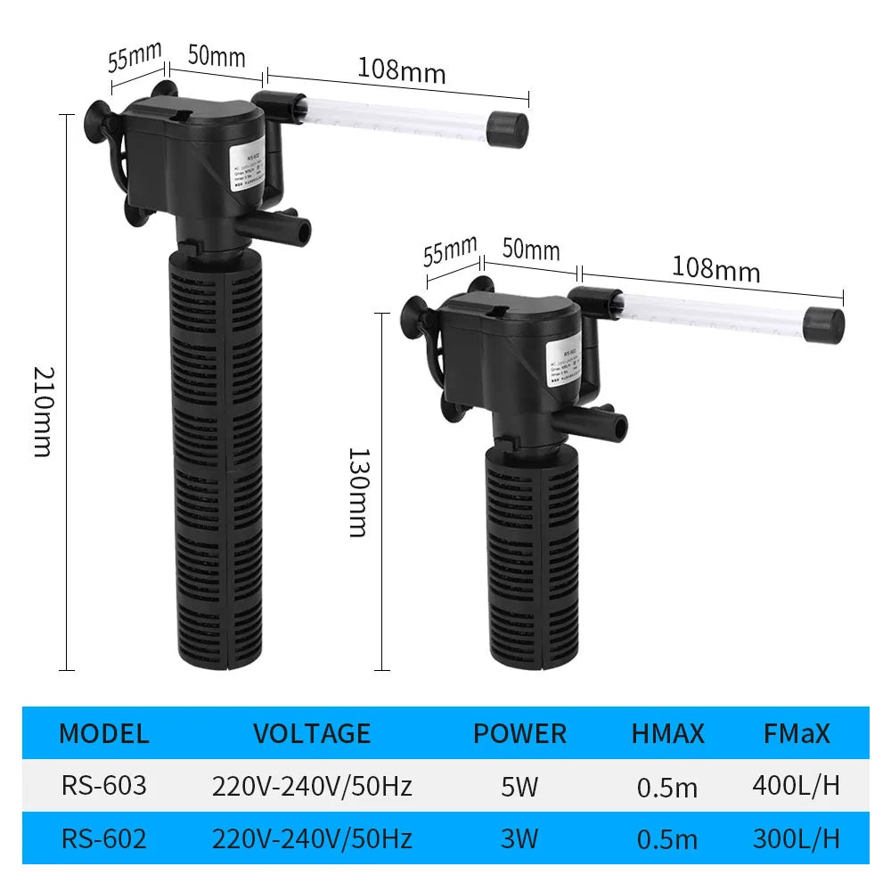 Multifunctional Aquarium Oxygenation, Filtration, and Circulation Pump 220V Electric Fish Tank Filter System