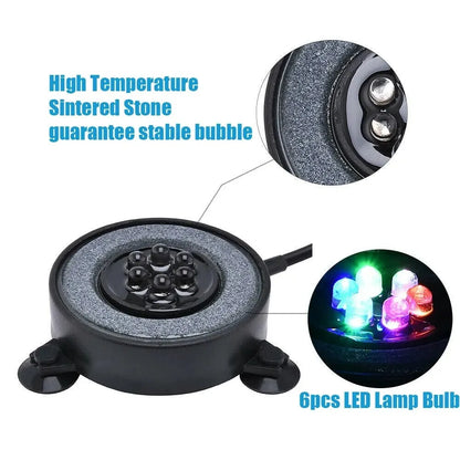 Colorful LED Bubble Lights Submersible Aquarium Air Stone for Aquascaping