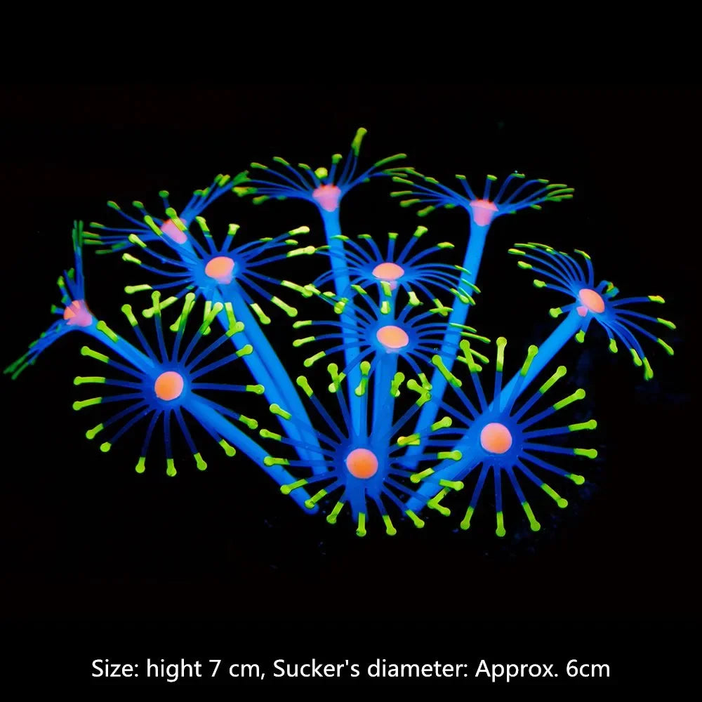 Silicone Glowing Artificial Coral Fish Tank Decoration Glow-in-the-Dark Aquarium Ornament