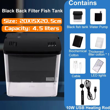 Fish Tank Living Room Small Mini Douyu Tank Household Tabletop Ecological Tank with Self-Circulating Back Filter for Goldfish