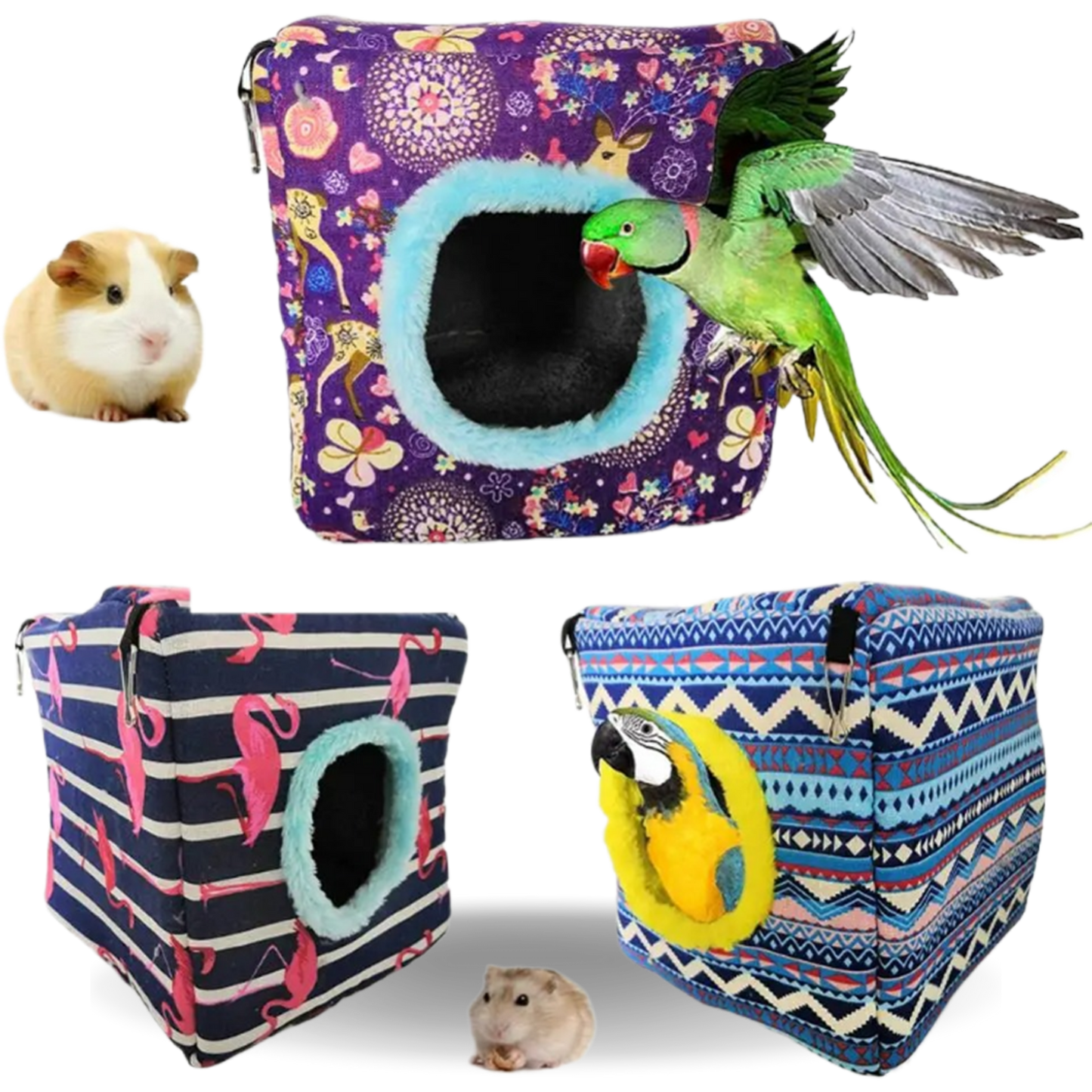 Cozy Plush Birdhouse for Parrots and Cockatiels