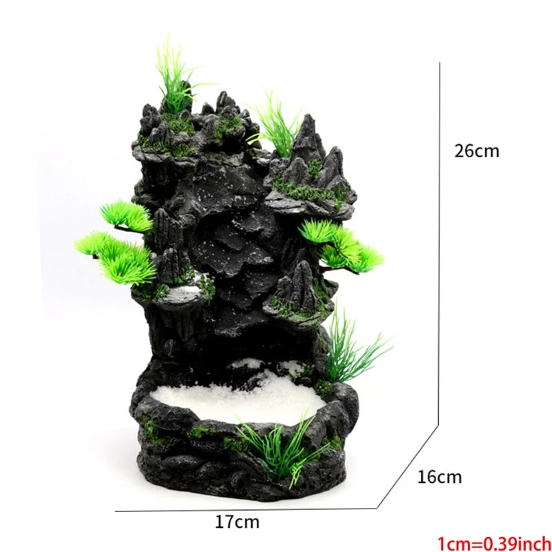 Artificial Resin Mountain Waterfall Aquarium Decoration Rock Landscape for Fish Tanks