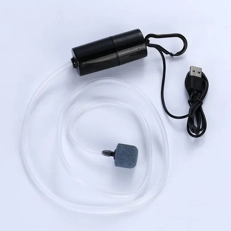 USB Silent Aquarium Air Pump Mini Oxygen Compressor for Small Fish Tanks (5V, 1W)