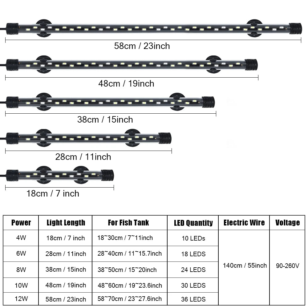 Waterproof LED Aquarium Light Plant Grow Lamp for Fish Tank