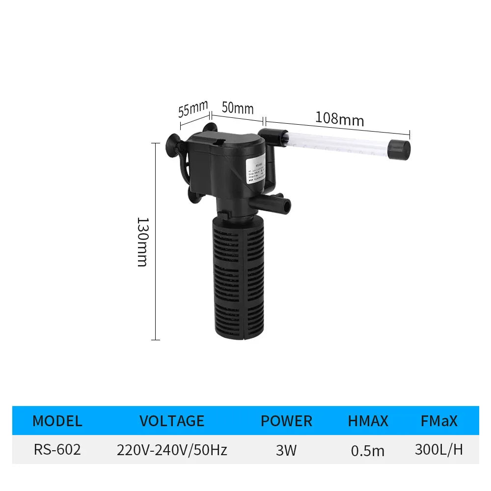 Multifunctional Aquarium Oxygenation, Filtration, and Circulation Pump 220V Electric Fish Tank Filter System