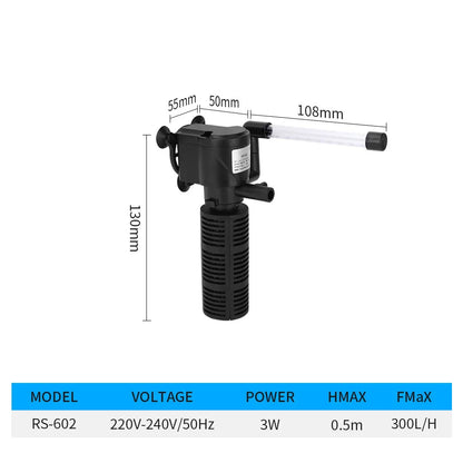 Multifunctional Aquarium Oxygenation, Filtration, and Circulation Pump 220V Electric Fish Tank Filter System