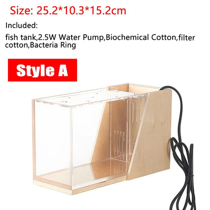 Creative Desktop Acrylic Fish Tank with Water Free Side Filter for Office and Home