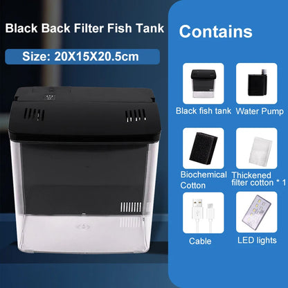 Fish Tank Living Room Small Mini Douyu Tank Household Tabletop Ecological Tank with Self-Circulating Back Filter for Goldfish