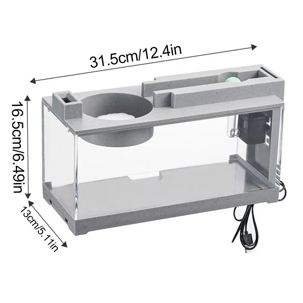 Compact Desktop Aquarium with Built In Oxygen Bar and USB Mute Filter