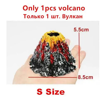 Aquarium Volcano Stone Bubble Decoration with LED Light  Eruption Ornament for Fish Tanks