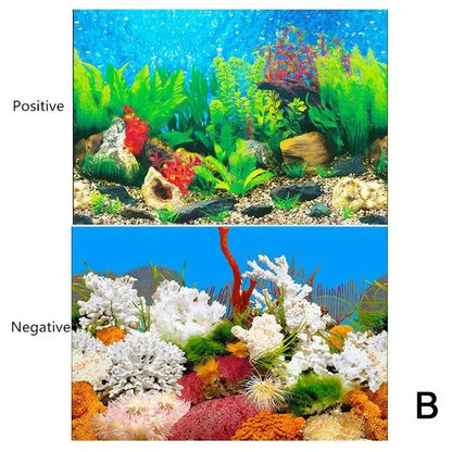 Double-Sided Aquarium Background Decoration Sticker Realistic 3D Aquascape Poster for Fish Tanks