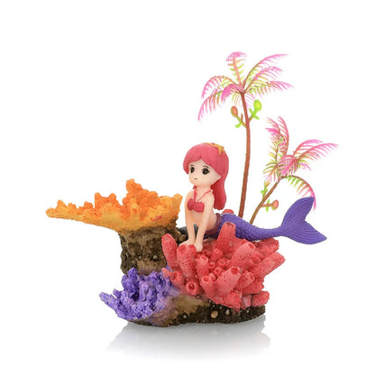 Enchanting Mermaid Coral Ornament Realistic Aquarium Decor for a Magical Underwater Scene