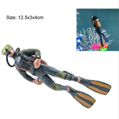 Resin Diver Aquarium Simulated Floating Decoration Swimming & Working Model Ornaments Fish Tank Landscape