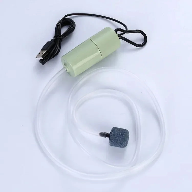 USB Silent Aquarium Air Pump Mini Oxygen Compressor for Small Fish Tanks (5V, 1W)