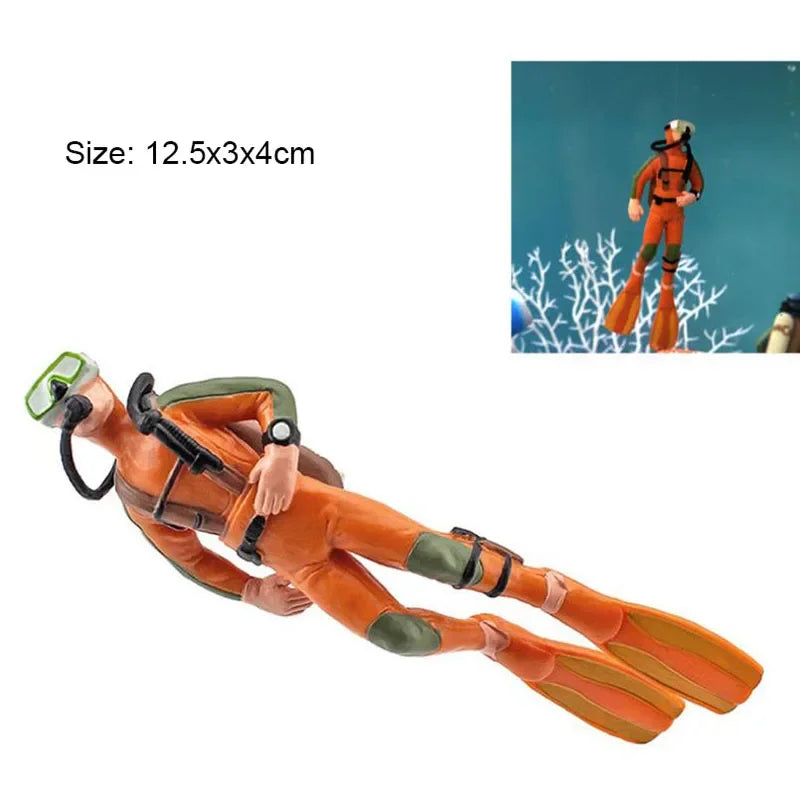 Resin Diver Aquarium Simulated Floating Decoration Swimming & Working Model Ornaments Fish Tank Landscape