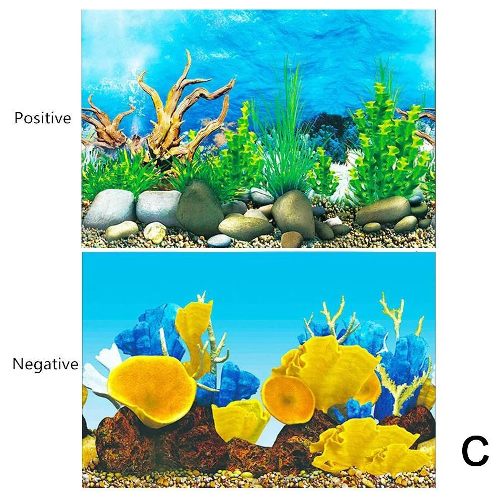 Double-Sided Aquarium Background Decoration Sticker Realistic 3D Aquascape Poster for Fish Tanks