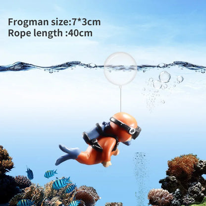 Cute Floating Diver Figure Aquarium Decoration Cartoon PVC Fish Tank Ornament with Rope for Fun Underwater Display