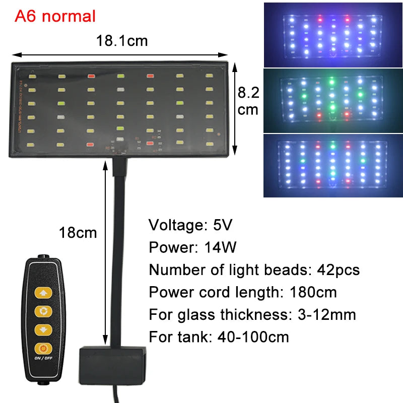 USB Aquarium LED Light Full Spectrum Grow Lamp with Adjustable Brightness, Timer, and 360° Rotatable Design