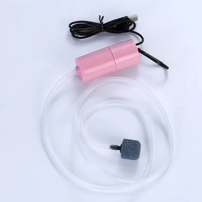 USB Silent Aquarium Air Pump Mini Oxygen Compressor for Small Fish Tanks (5V, 1W)