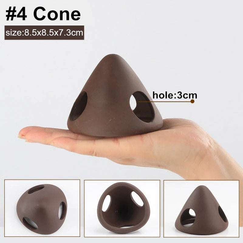 Ceramic Aquarium House Shelter Decoration Fish Tank Ornament Hiding Rock Cave for Small Fish Shrimp Cone, Small and Large Holes Styles