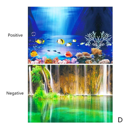 Double-Sided Aquarium Background Decoration Sticker Realistic 3D Aquascape Poster for Fish Tanks