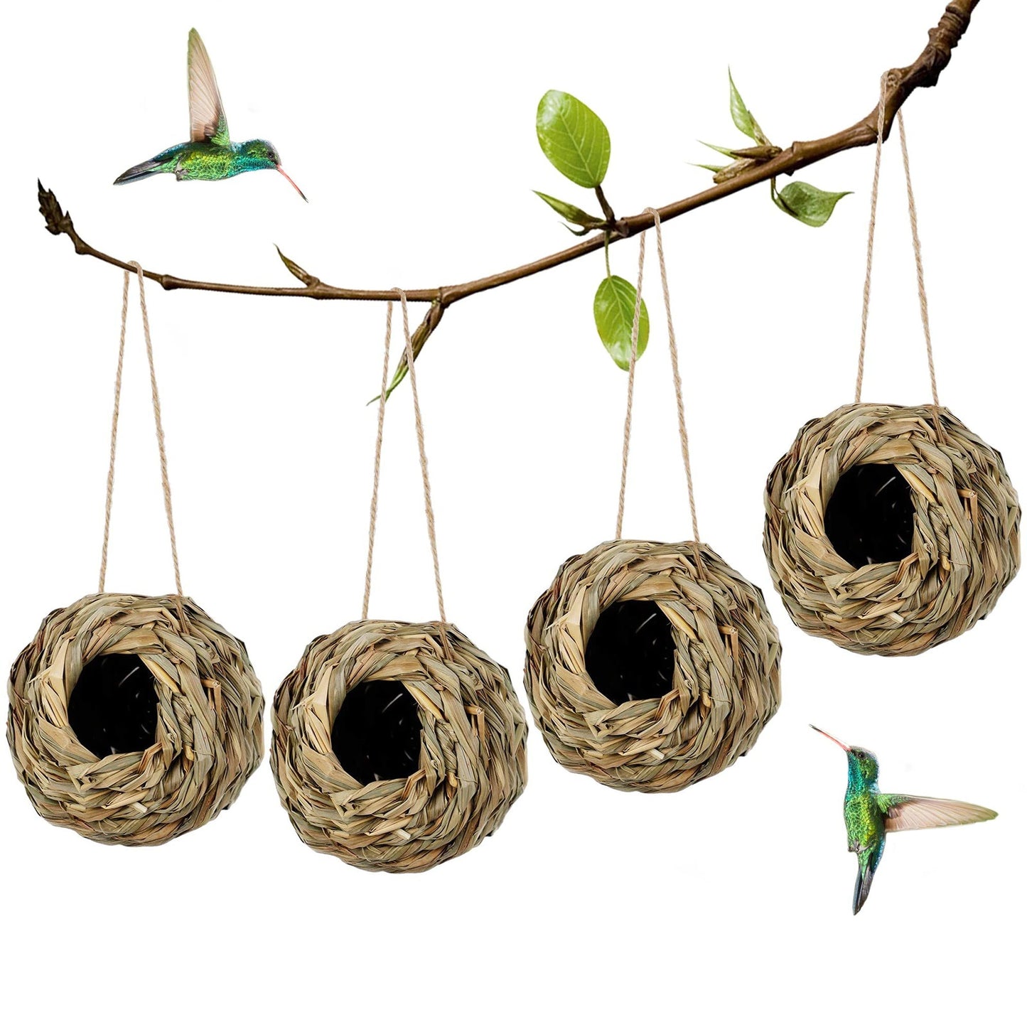 Bird Nest Natural Grass Straw House Cage  Eco-Friendly Hanging Birdhouse