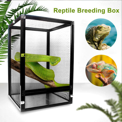 Aluminum Reptile Habitat Enclosure Cage Terrarium for Snakes, Lizards, and Spiders