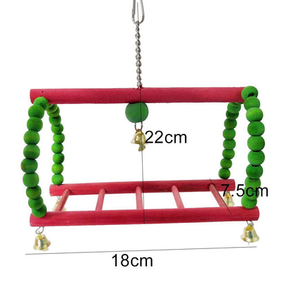 Hanging Swing with Bell and Ladder for Parrots and Cockatiels, a Durable Cage Accessory for Climbing, Playing and Fun