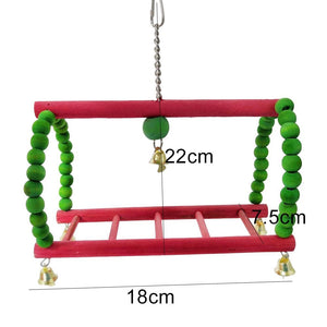 Parrot Cockatiel Pet Bird Hanging Swing Bell Ladder Toy