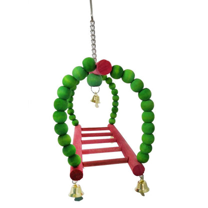 Hanging Swing with Bell and Ladder for Parrots and Cockatiels, a Durable Cage Accessory for Climbing, Playing and Fun