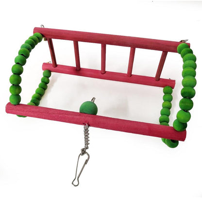 Hanging Swing with Bell and Ladder for Parrots and Cockatiels, a Durable Cage Accessory for Climbing, Playing and Fun