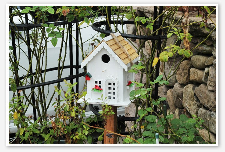 Wooden Birdhouse  Hanging Pole-Mounted Shelter for Birds