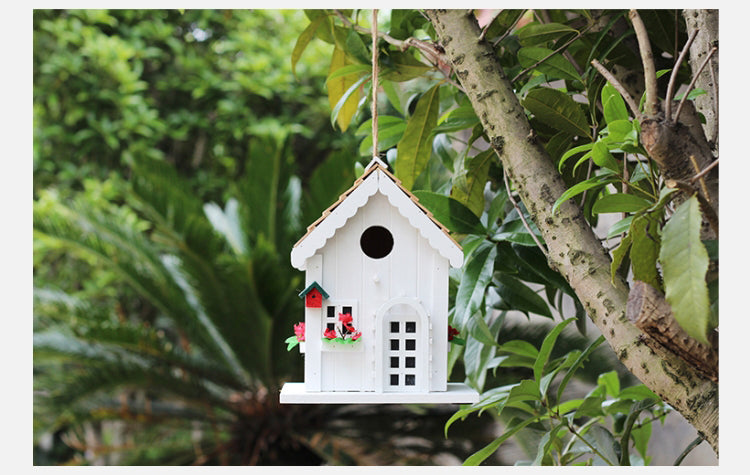 Wooden Birdhouse  Hanging Pole-Mounted Shelter for Birds