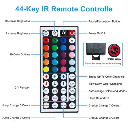 5 to 30M Length Waterproof LED Strip Lights with Bluetooth Control