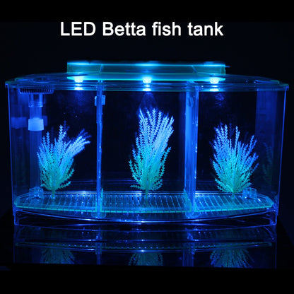 LED Acrylic Aquarium Breeding Isolation Box with Three Divisions for Small Fish Mini Breeding Tank for Baby Fish and Tiny Aquarium Species