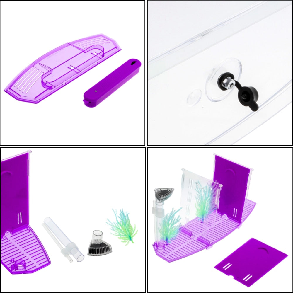 LED Acrylic Aquarium Breeding Isolation Box with Three Divisions for Small Fish Mini Breeding Tank for Baby Fish and Tiny Aquarium Species