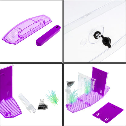 LED Acrylic Aquarium Breeding Isolation Box with Three Divisions for Small Fish Mini Breeding Tank for Baby Fish and Tiny Aquarium Species