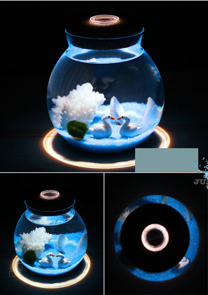 Novelty RGB LED Night Lamp Romantic Sea Fish in a Stone Ocean Bottle Night Lights for Children, Babies, and Christmas Bedroom Decorations.