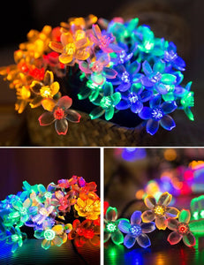 Outdoor LED Solar String Flower Lights for Garden & Pond
