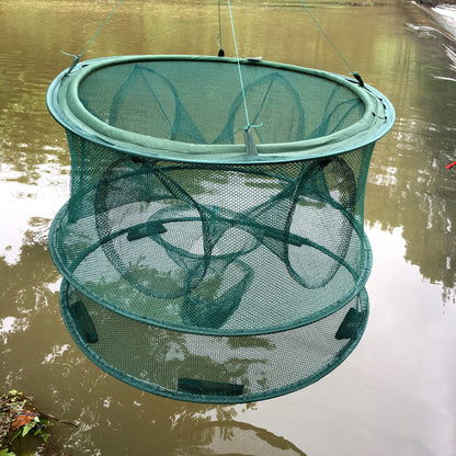 7 Mesh Holes Automatic Folding Round Fishing Trap Net for Catching Crabs, Shrimp, Minnows, and Other Small Fish