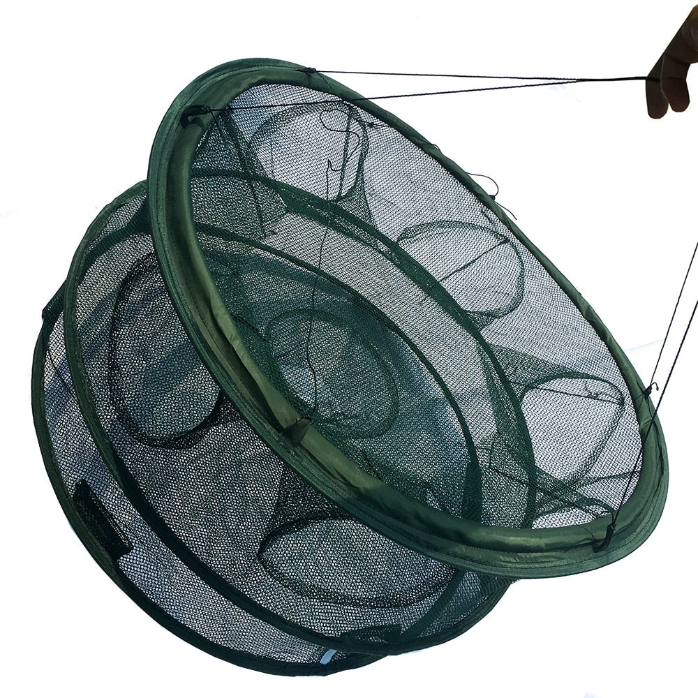 7 Mesh Holes Automatic Folding Round Fishing Trap Net for Catching Crabs, Shrimp, Minnows, and Other Small Fish