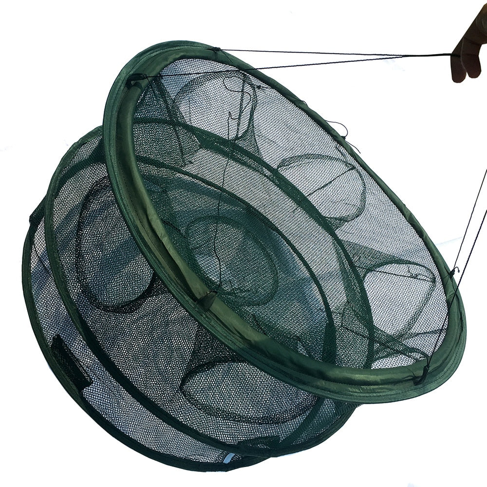 7 Holes Mesh Automatic Folding Round Fish Trap Net for Crab Shrimp