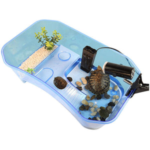 Pet Reptile Turtle Tortoise Aquarium Tank with Basking Platform