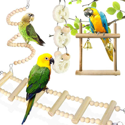 8-Piece Bird Toy Set  Swings, Hammocks, Climbing, and Chewing Toys for Parrots, Cockatiels, and Small Birds