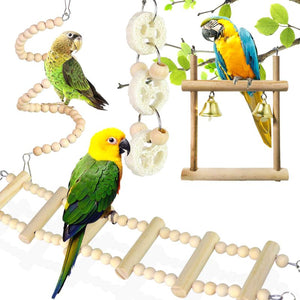 8 pcs Parrot Cockatiel Parakeet Lovebirds Pet Bird Swing Hammock Biting Climbing Hanging Toy Exercise Set