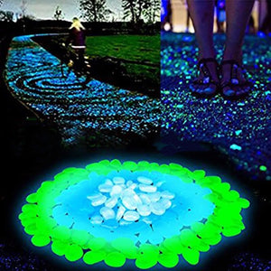 100pcs Glow in the Dark Pebbles Landscaping Glow Stones for Garden Pond Aquarium