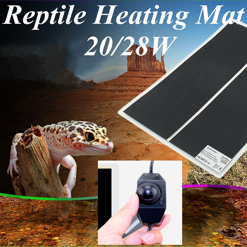 Adjustable Reptile Heating Pad with Thermostat,  TemperatureControlled Mat for Snakes, Lizards, and Turtles