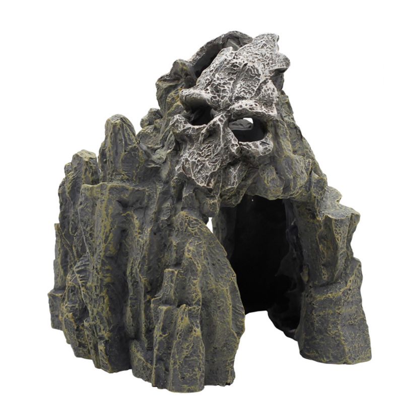 Large Skull Mountain Aquarium Decorations for Halloween-Themed Fish Tanks and Spooky Aquatic Displays